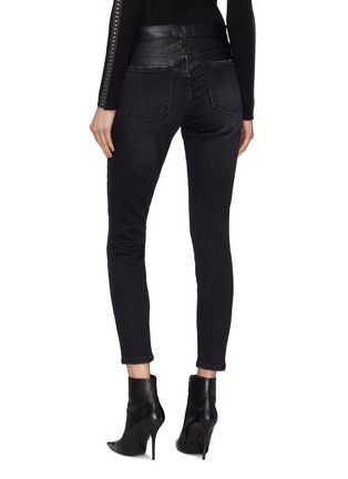 Back View - Click To Enlarge - CURRENT/ELLIOTT - 'The Stiletto' faux leather panel skinny jeans