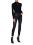 Figure View - Click To Enlarge - CURRENT/ELLIOTT - 'The Stiletto' faux leather panel skinny jeans