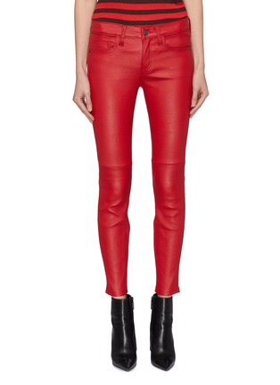 Main View - Click To Enlarge - CURRENT/ELLIOTT - 'The Stiletto' contrast pocket skinny leather pants