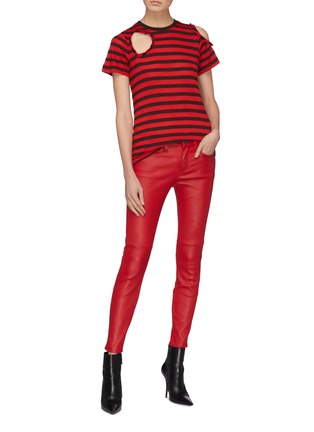 Figure View - Click To Enlarge - CURRENT/ELLIOTT - 'The Stiletto' contrast pocket skinny leather pants