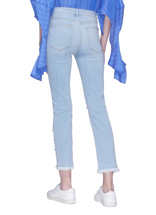 Back View - Click To Enlarge - FRAME - 'Le High Straight' faux pearl embellished jeans
