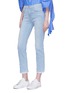 Front View - Click To Enlarge - FRAME - 'Le High Straight' faux pearl embellished jeans