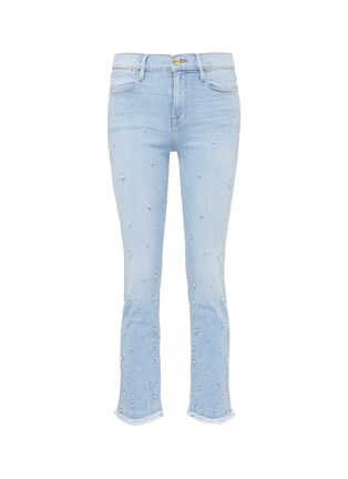 Main View - Click To Enlarge - FRAME - 'Le High Straight' faux pearl embellished jeans