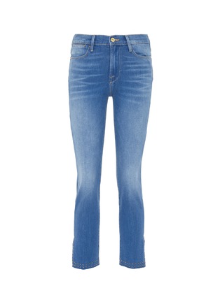 Main View - Click To Enlarge - FRAME - 'Le High Straight' studded split cuff jeans