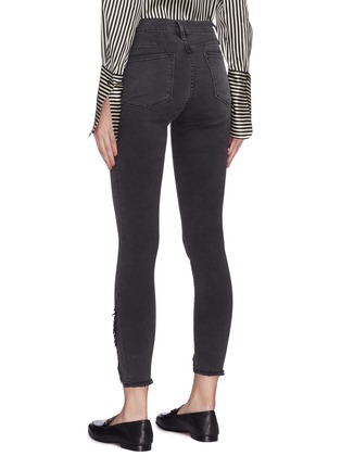 Back View - Click To Enlarge - FRAME - 'Le High Skinny' raw triangle cuff jeans