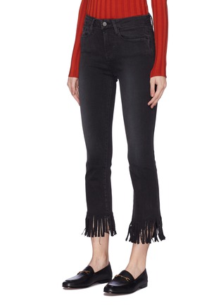 Front View - Click To Enlarge - FRAME - 'Le Crop Mini Boot' fringe cuff jeans