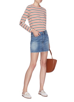 Figure View - Click To Enlarge - FRAME - 'Le Mini' blind stitch hem denim skirt
