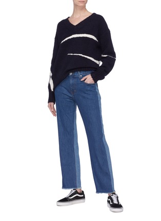 Figure View - Click To Enlarge - ELIZABETH AND JAMES - 'Holden' colourblock frayed cuff jeans