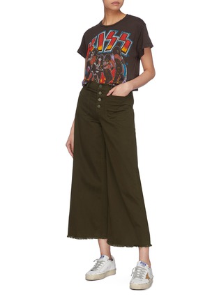 Figure View - Click To Enlarge - ELIZABETH AND JAMES - 'Carmine' frayed cuff wide leg jeans
