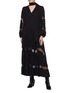 Figure View - Click To Enlarge - ELIZABETH AND JAMES - 'Natalie' sash tie neck lace panel pleated dress