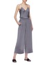 Figure View - Click To Enlarge - THEORY - Smocked waist silk satin culottes