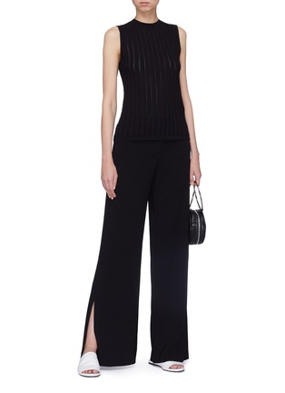Figure View - Click To Enlarge - THEORY - Crossover back pointelle knit sleeveless top