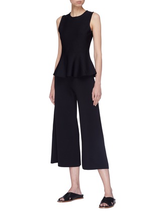 Figure View - Click To Enlarge - THEORY - Roll edge crepe peplum top