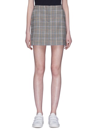 Main View - Click To Enlarge - THEORY - Houndstooth check plaid virgin wool-blend mini skirt