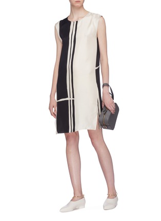 Figure View - Click To Enlarge - THEORY - 'Minimal' stripe silk twill shift dress