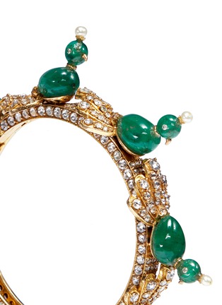 Detail View - Click To Enlarge - AISHWARYA - Diamond emerald gold alloy silver bangle