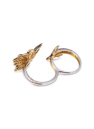  - AISHWARYA - Diamond gemstone gold alloy silver two finger ring