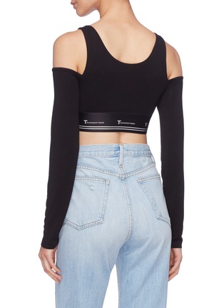 Back View - Click To Enlarge - T BY ALEXANDER WANG - Lace-up front cold shoulder cropped top