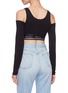 Back View - Click To Enlarge - T BY ALEXANDER WANG - Lace-up front cold shoulder cropped top