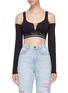 Main View - Click To Enlarge - T BY ALEXANDER WANG - Lace-up front cold shoulder cropped top