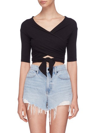 Main View - Click To Enlarge - T BY ALEXANDER WANG - Tie cutout wrap cropped top