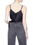 Back View - Click To Enlarge - T BY ALEXANDER WANG - Cross tie cutout silk charmeuse camisole top