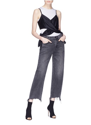 Figure View - Click To Enlarge - T BY ALEXANDER WANG - Cross tie cutout silk charmeuse camisole top