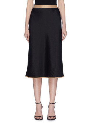 Main View - Click To Enlarge - T BY ALEXANDER WANG - 'Wash & Go' contrast waistband satin midi skirt