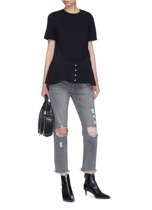 Figure View - Click To Enlarge - T BY ALEXANDER WANG - Button silk panel T-shirt