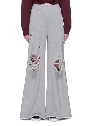 Main View - Click To Enlarge - T BY ALEXANDER WANG - Distressed wide leg sweatpants