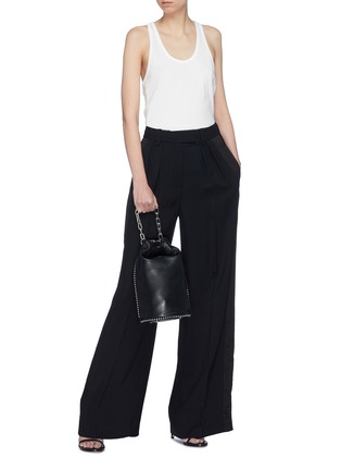 Figure View - Click To Enlarge - T BY ALEXANDER WANG - Stripe outseam wide leg twill suiting pants