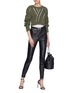 Figure View - Click To Enlarge - T BY ALEXANDER WANG - Elbow patch perforated cropped utility sweater