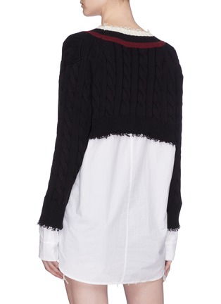 Back View - Click To Enlarge - T BY ALEXANDER WANG - Poplin panel V-neck sweater