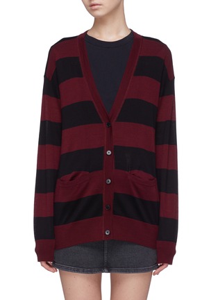 Main View - Click To Enlarge - T BY ALEXANDER WANG - 'Wash & Go' stripe Merino wool blend cardigan