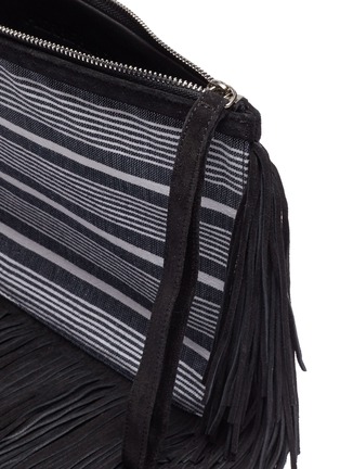 Detail View - Click To Enlarge - PIERRE HARDY - x lemlem 'Liya' suede fringe stripe pouch