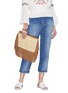 Figure View - Click To Enlarge - PIERRE HARDY - x lemlem 'Liya' suede fringe stripe pouch