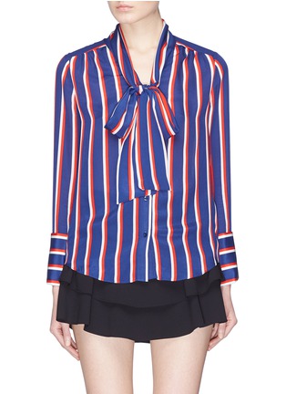 Main View - Click To Enlarge - ALICE & OLIVIA - 'Arie' stripe silk crepe pussybow shirt