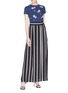 Figure View - Click To Enlarge - ALICE & OLIVIA - 'Gabel' stripe pleated maxi skirt