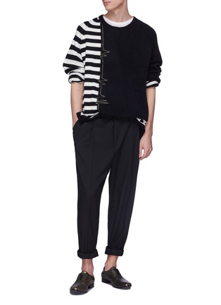 Figure View - Click To Enlarge - HAIDER ACKERMANN - Contrast panel stripe oversized sweater
