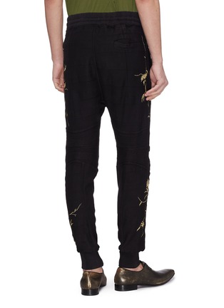 Back View - Click To Enlarge - HAIDER ACKERMANN - Floral embroidered outseam jogging pants