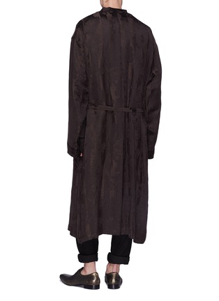 Back View - Click To Enlarge - HAIDER ACKERMANN - Floral jacquard wrapped stripe coat