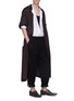 Figure View - Click To Enlarge - HAIDER ACKERMANN - Floral jacquard wrapped stripe coat