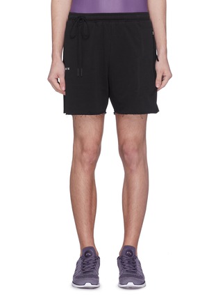 Main View - Click To Enlarge - 73398 - Reflective stripe raw cuff sweat shorts