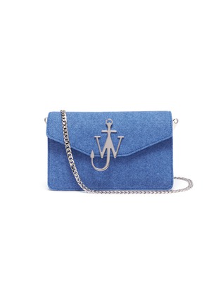 Main View - Click To Enlarge - JW ANDERSON - Logo plate wool felt and leather shoulder bag