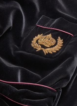  - - - Crown bee embellished cotton-silk velvet robe jacket