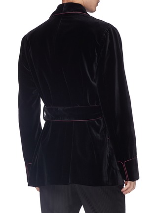 Back View - Click To Enlarge - - - Crown bee embellished cotton-silk velvet robe jacket