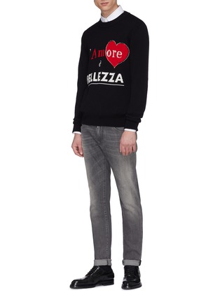 Figure View - Click To Enlarge - - - 'L'Amore é Bellezza' slogan intarsia cashmere sweater