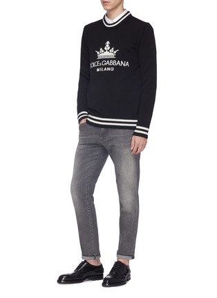 Figure View - Click To Enlarge - - - Crown logo intarsia cashmere sweater