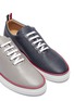 Detail View - Click To Enlarge - THOM BROWNE  - Asymmetric pebble grain leather sneakers