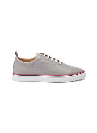 Main View - Click To Enlarge - THOM BROWNE  - Asymmetric pebble grain leather sneakers